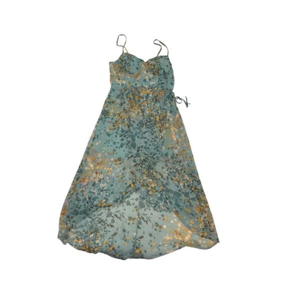 Lily Rose womens teal blue multi color floral, spaghetti strap hi-low dress XXL - Picture 2 of 10